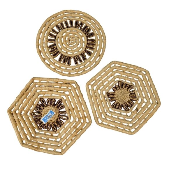 Handwoven Boho Trivets Set Of 3 - Picture 2 of 12